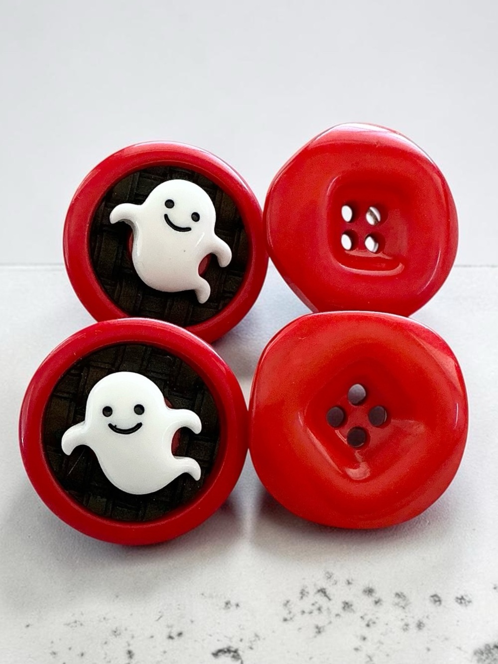 🆕 Ghost and Plain Button Earrings 2 Pairs